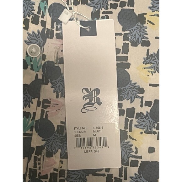 Recess Pineapples Summer Button Down Short Sleeve Men's Medium Slim Fit NWT New - Picture 6 of 8